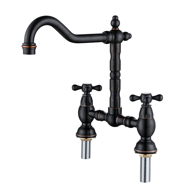 110023orb double hole double handle kitchen faucet